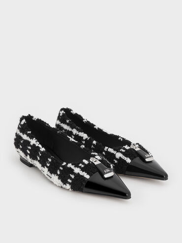 Nina Tweed & Leather Pointed Cap-Toe Flats, Multi, hi-res