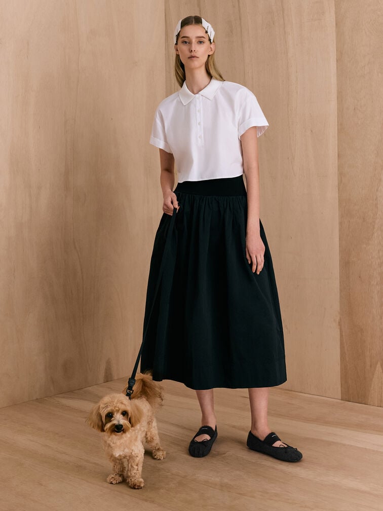 Winona Felt Bow Furry-Strap Mary Jane Flats, Black Textured, hi-res