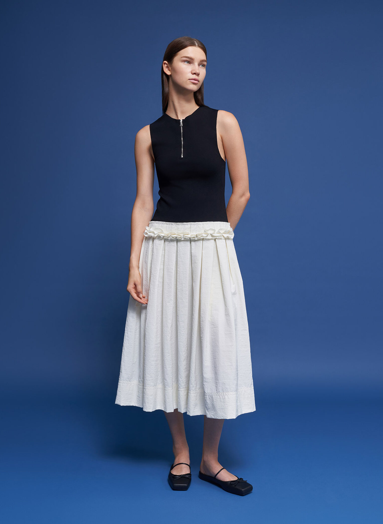 Bow Square-Toe Ballet Mules, Black, hi-res