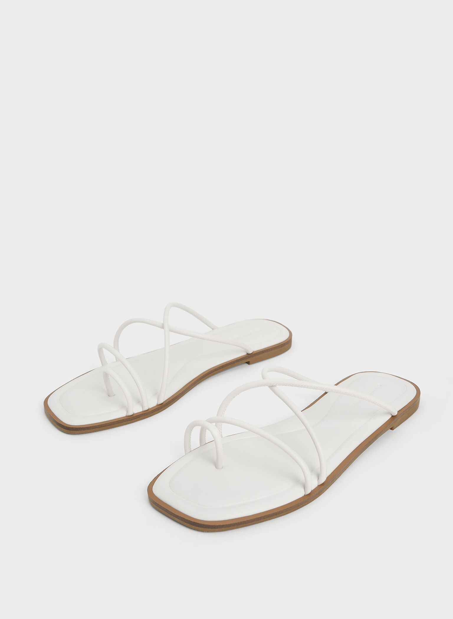 Meadow Strappy Toe-Ring Sandals, White, hi-res