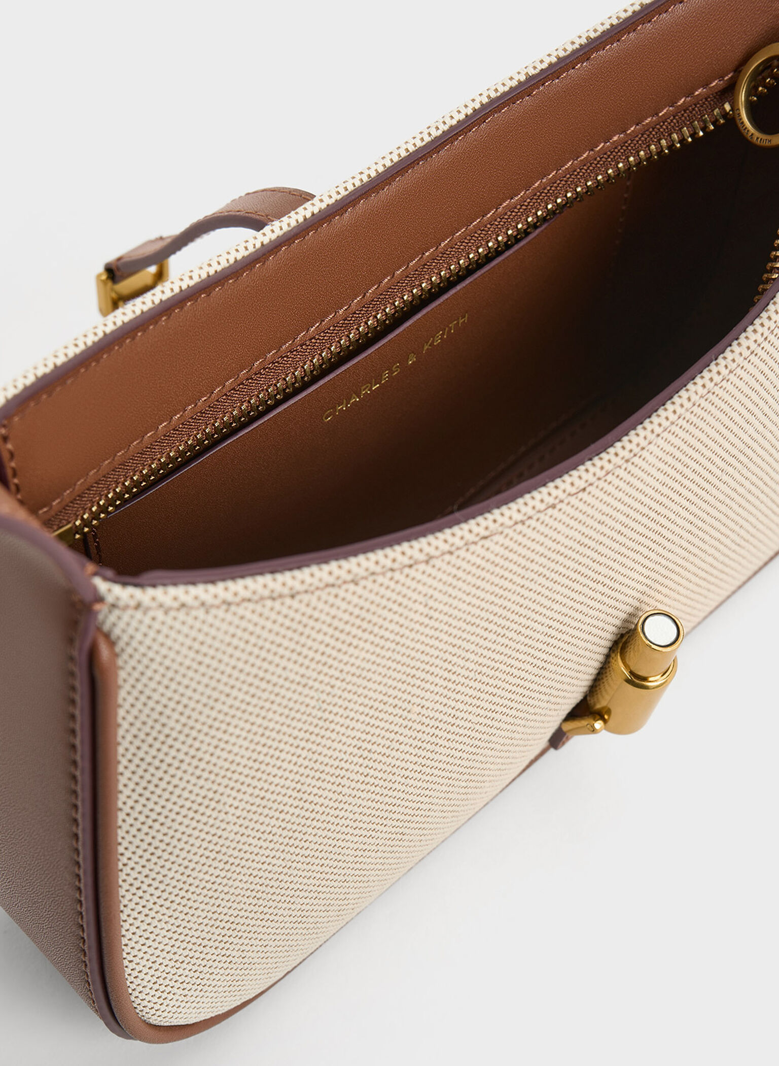Cesia Canvas Metallic Accent Shoulder Bag, Chocolate, hi-res