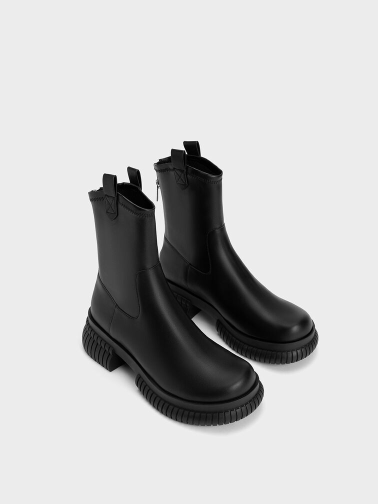 Elise Cowboy Platform Ankle Boots, Black, hi-res