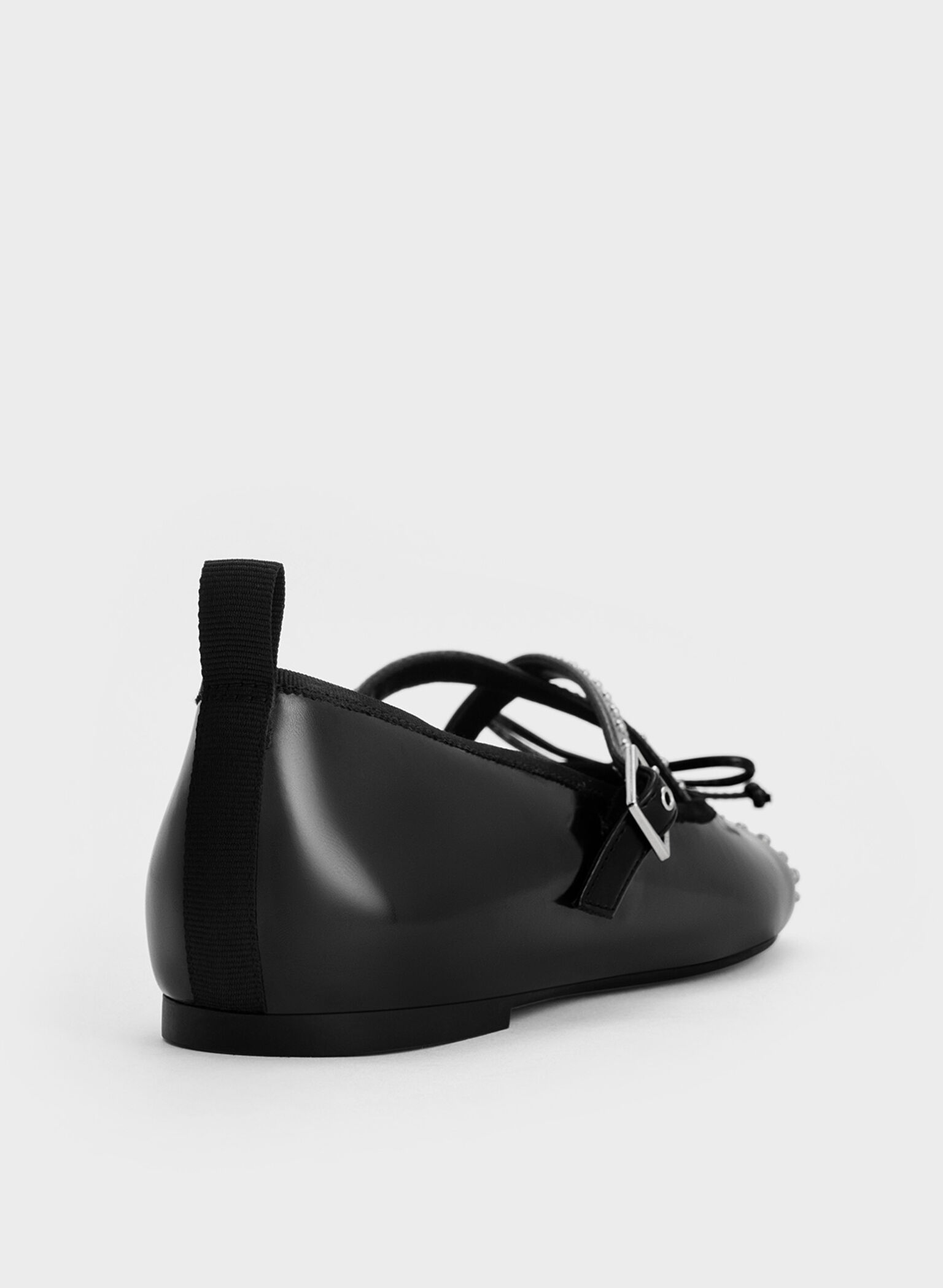 Studded Crossover-Strap Mary Jane Flats, Black Box, hi-res