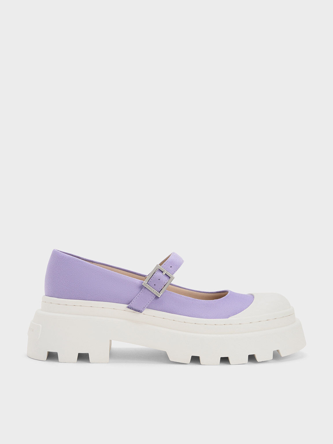 Indra Textured Two Tone Platform Mary Janes Purple