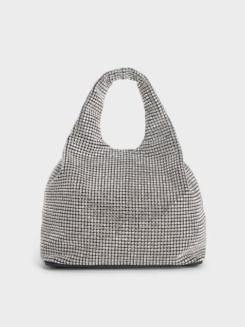 Yama Crystal-Embellished Tote Bag, Silver, hi-res