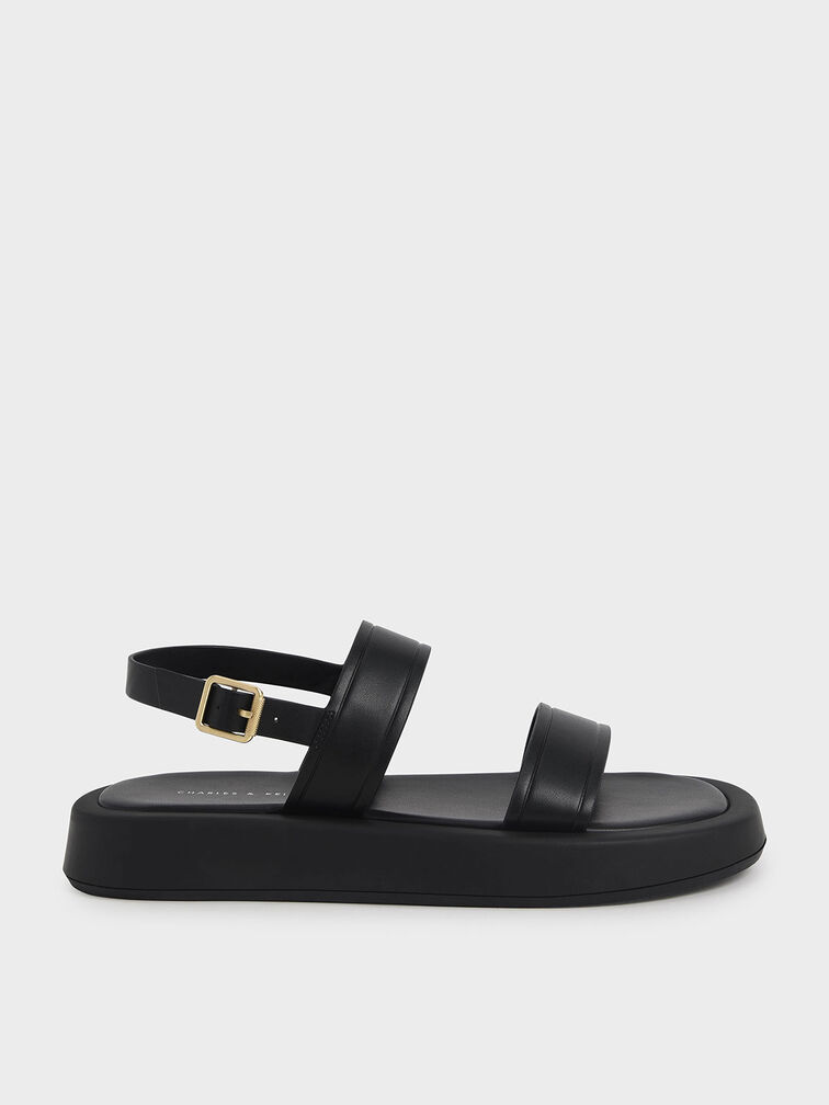 Black Open Toe Slingback Platform Sandals - CHARLES & KEITH UK