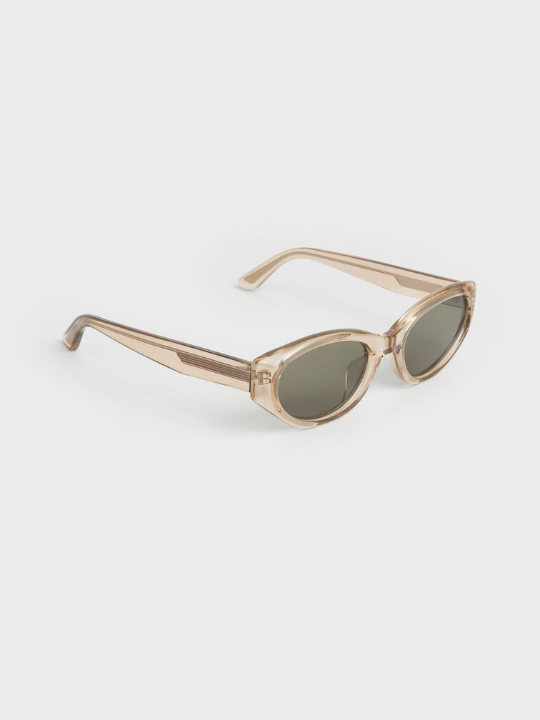 Bijou Recycled Acetate Cateye Sunglasses, Beige, hi-res