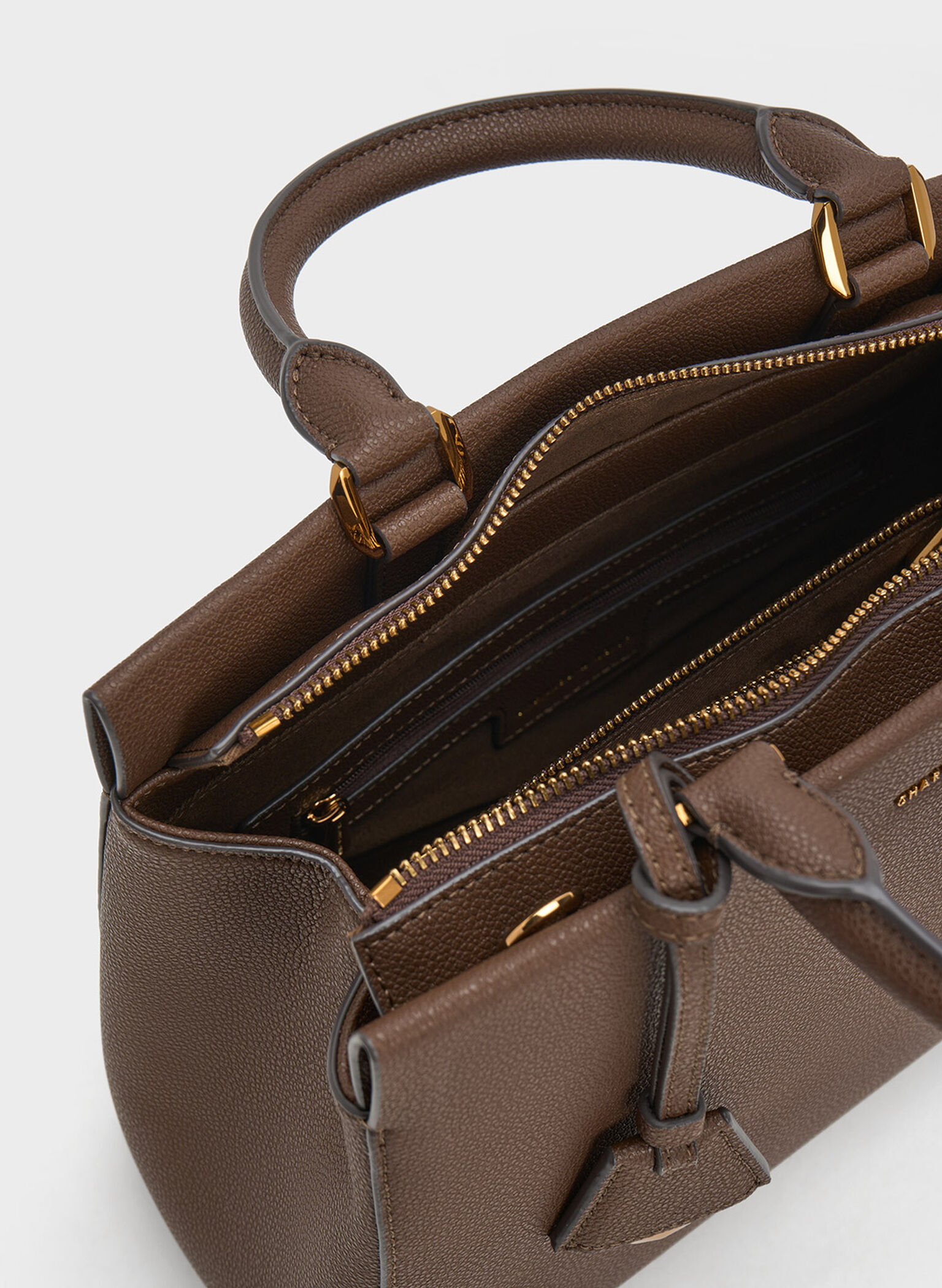 Mirabelle Structured Top Handle bag, Dark Brown, hi-res
