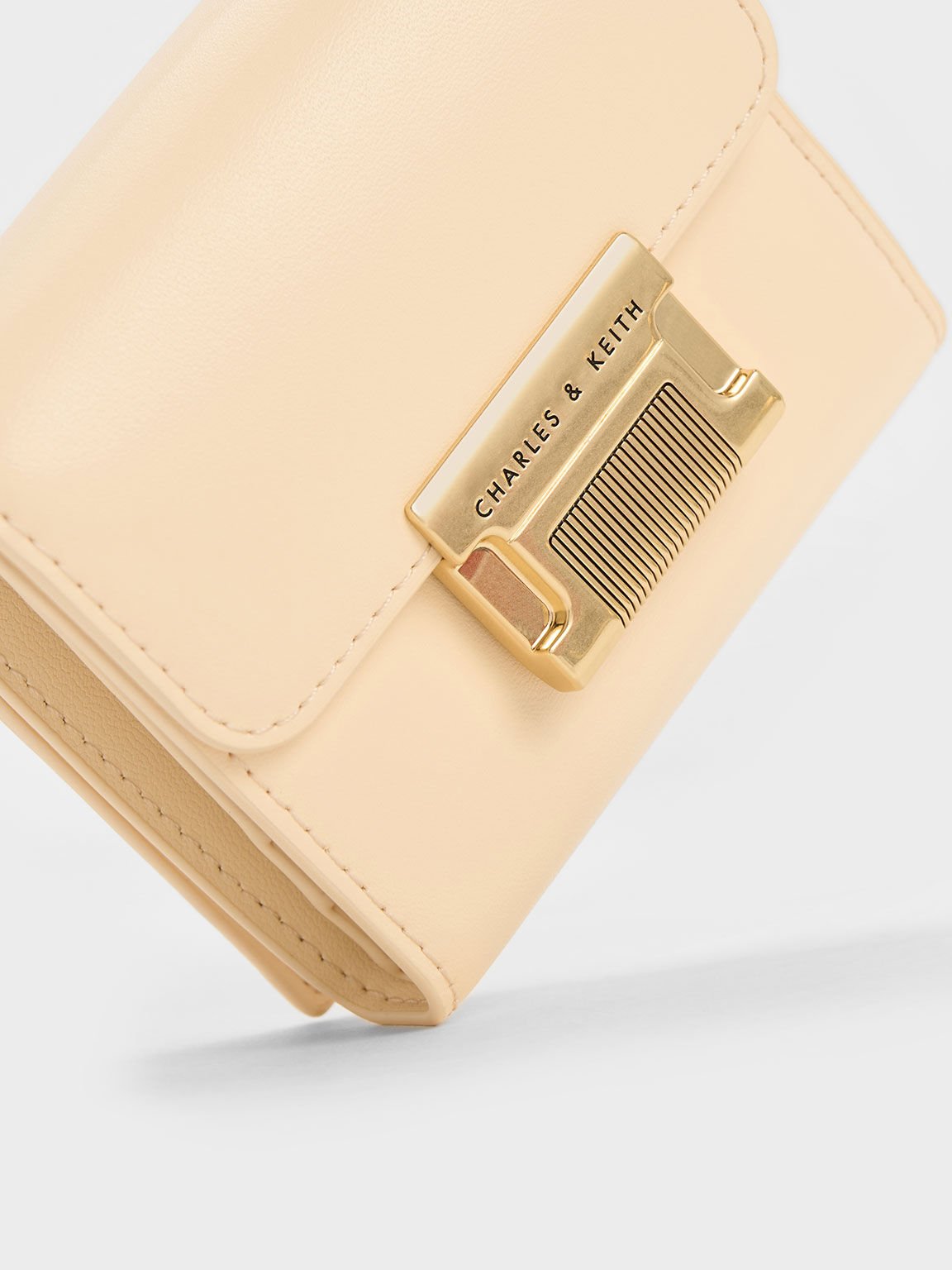 Beige Metallic Accent Short Wallet CHARLES KEITH UK