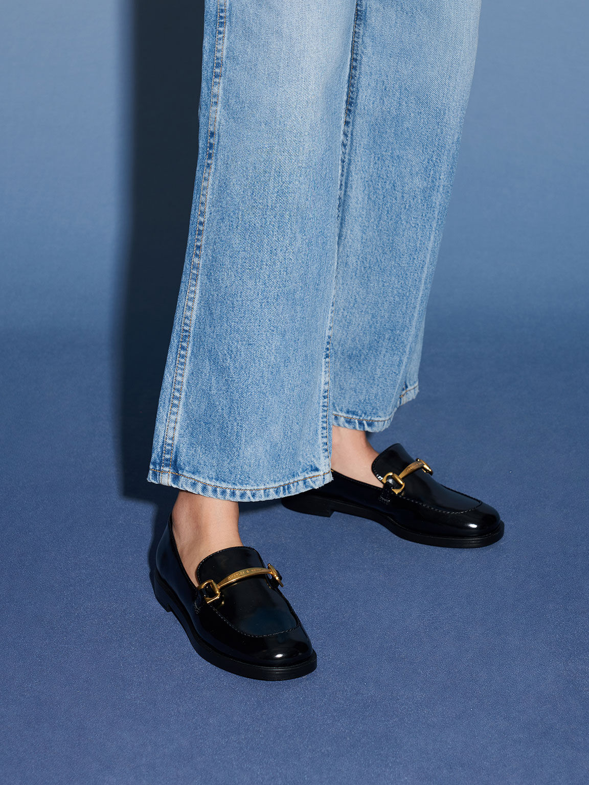 Metallic Accent Loafers - Black, £59, Charles & Keith