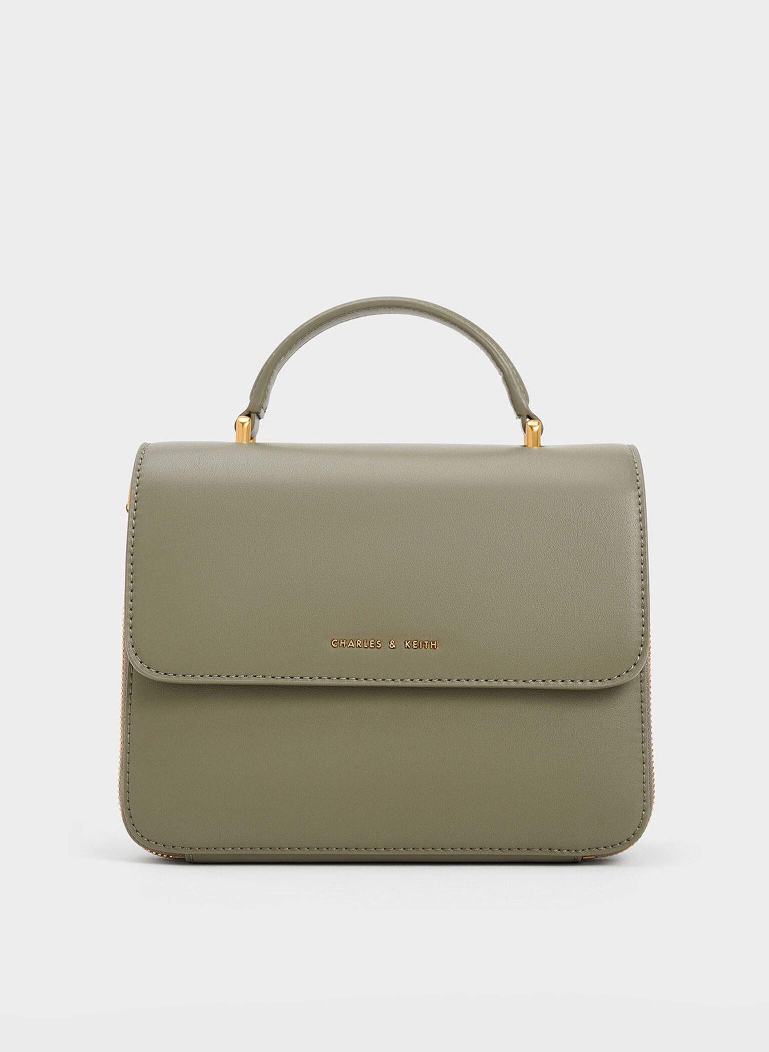Octavia Front Flap Top Handle Bag, Khaki, hi-res
