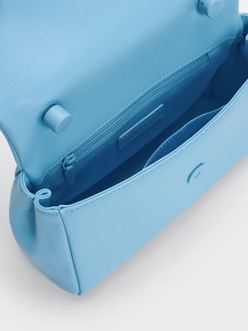 Curved Handle Shoulder Bag, Blue, hi-res