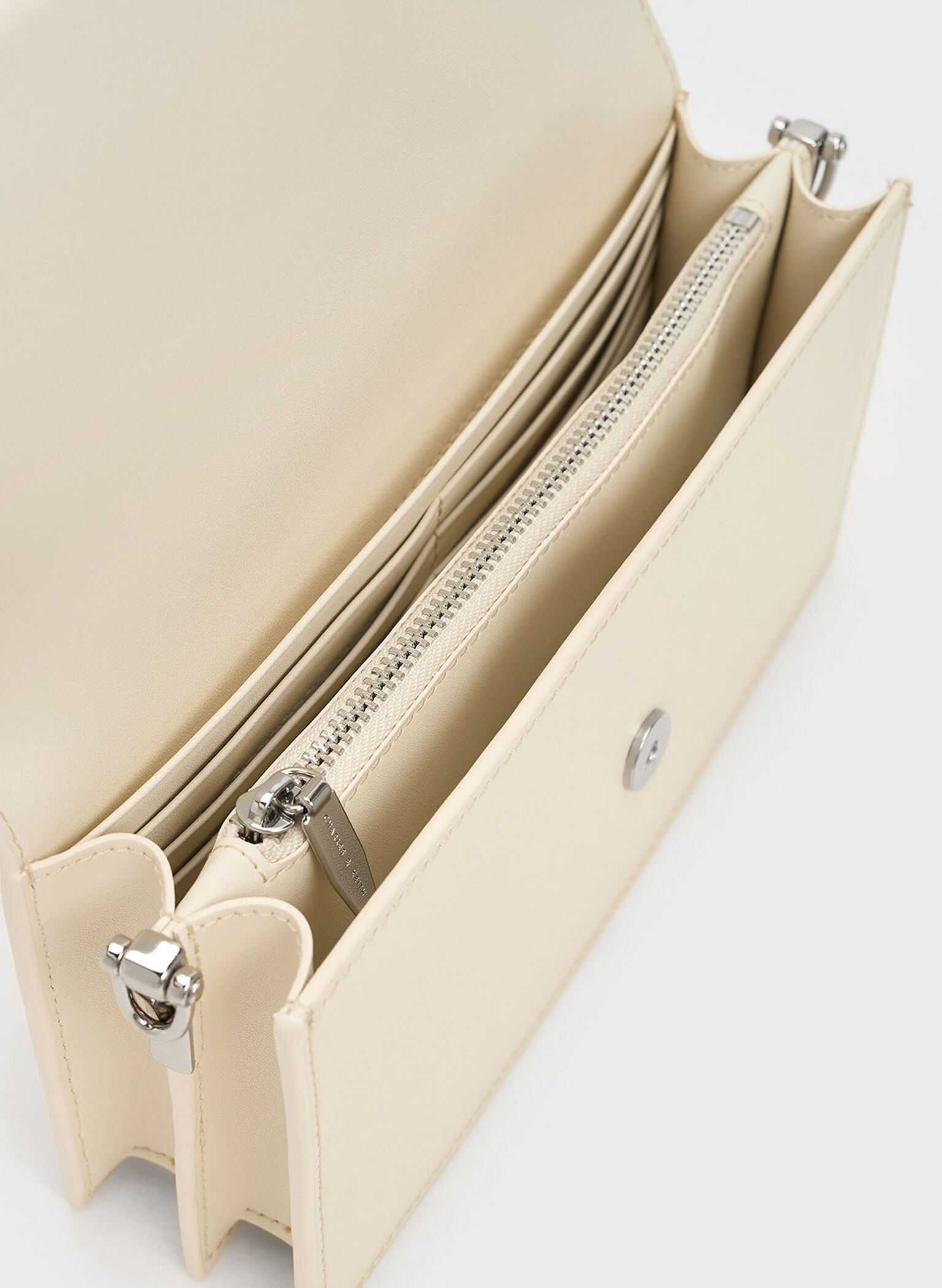 Kristine Sculptural-Handle Long Wallet, Cream, hi-res