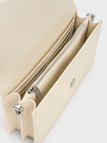 Kristine Sculptural-Handle Long Wallet, Cream, hi-res