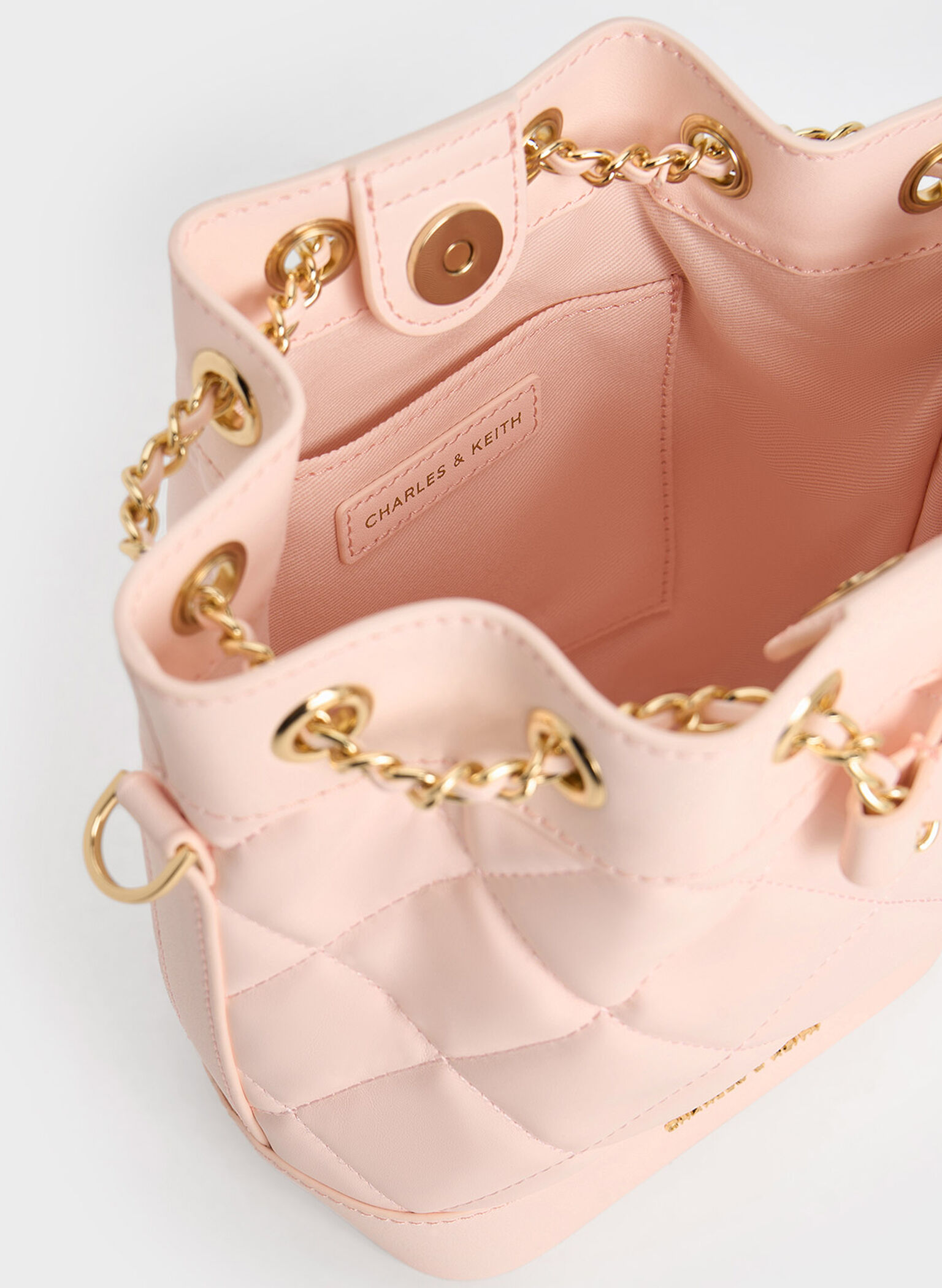 Julia Quilted Two-Way Bucket Bag, Light Pink, hi-res