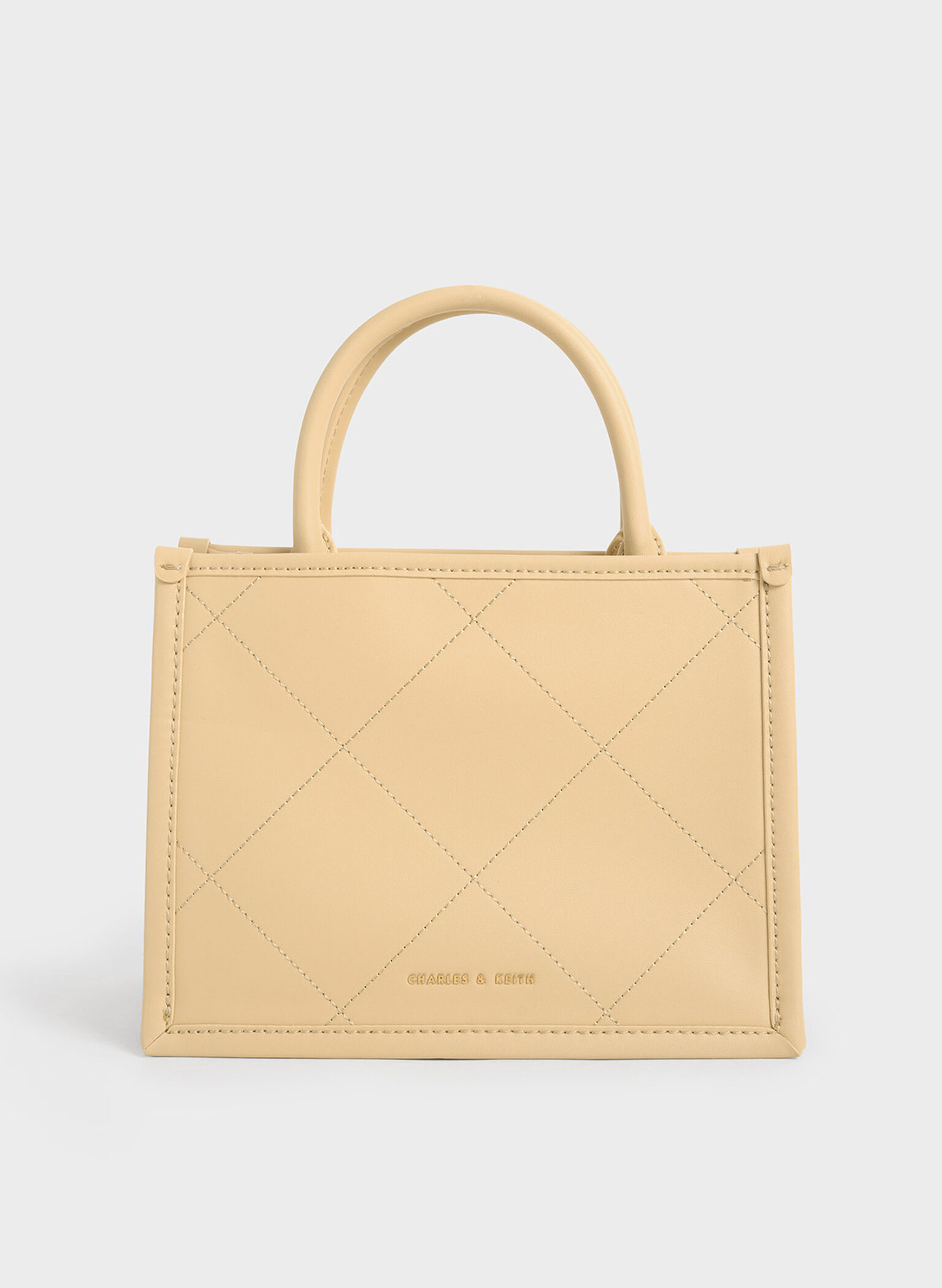Celia Quilted Double Handle Tote Bag, Beige, hi-res
