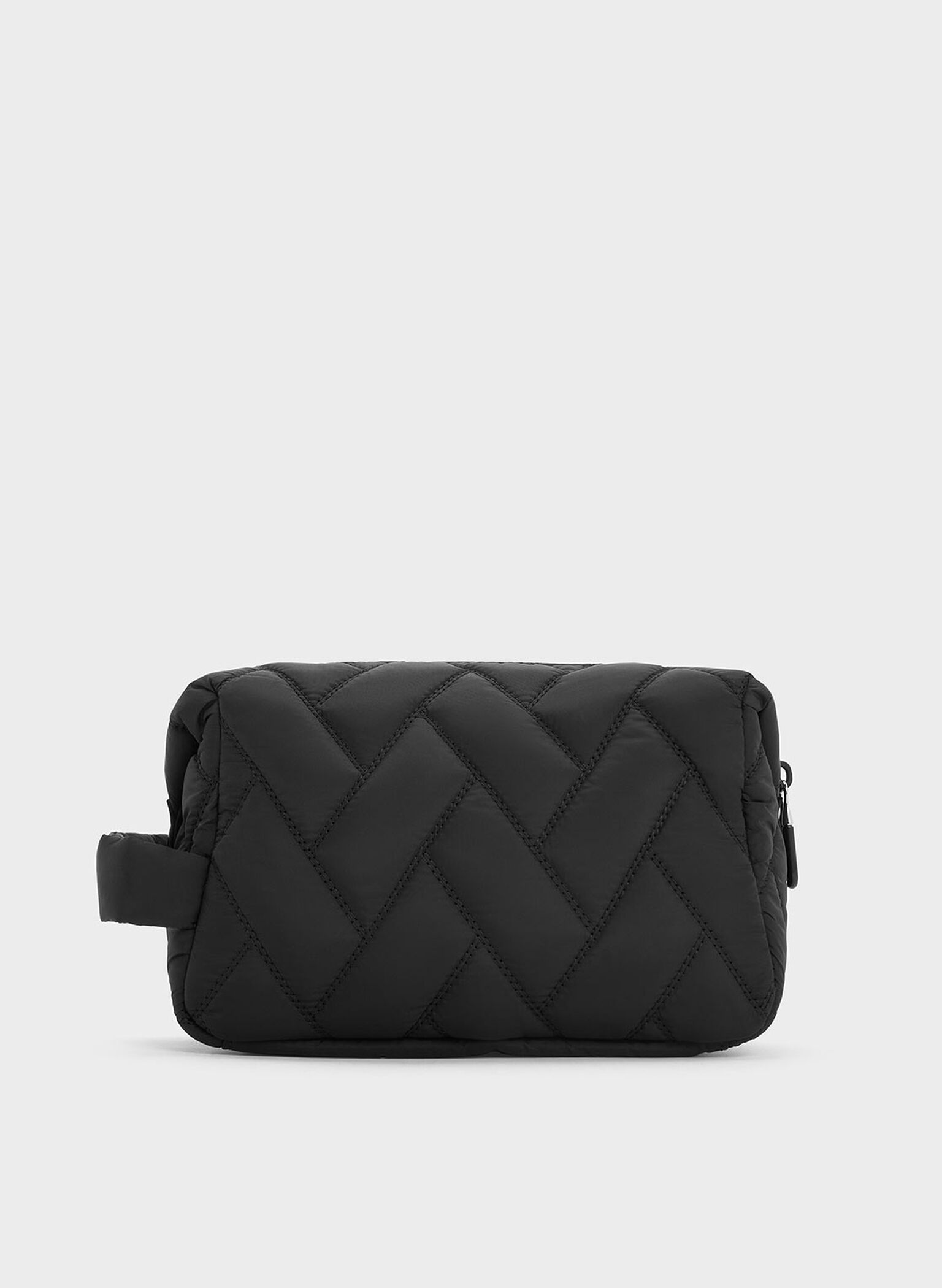Nylon Chevron Pouch, Jet Black, hi-res