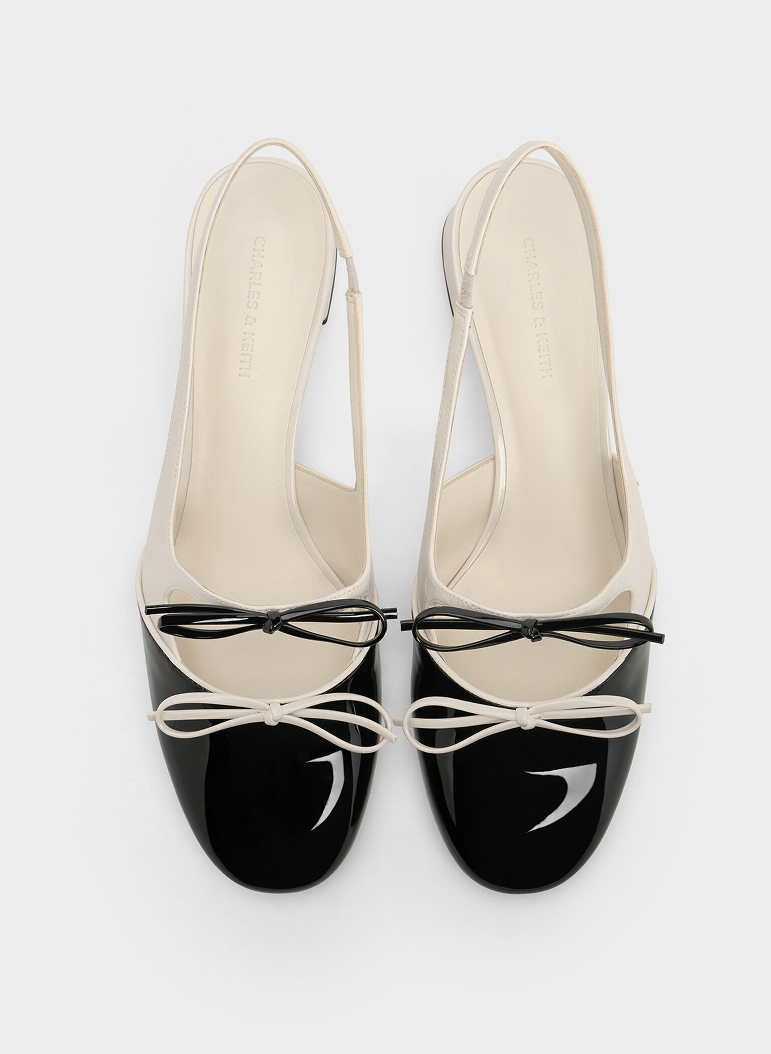 Dorri Two-Tone Double-Bow Slingback Pumps, Chalk, hi-res