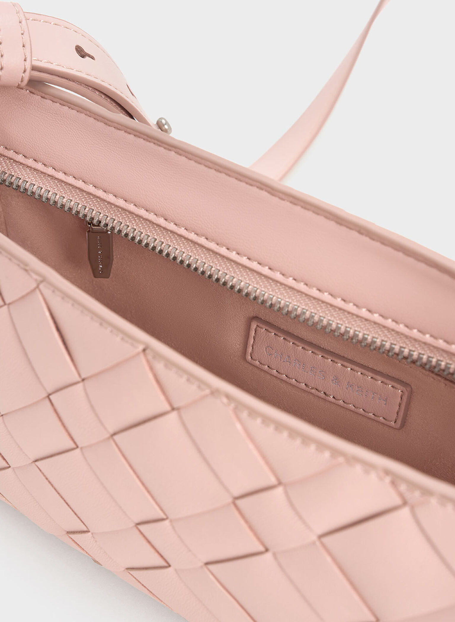 Ivette Woven Elongated Shoulder Bag, Light Pink, hi-res