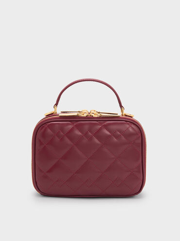 Duo Quilted Vanity Bag, Burgundy, hi-res