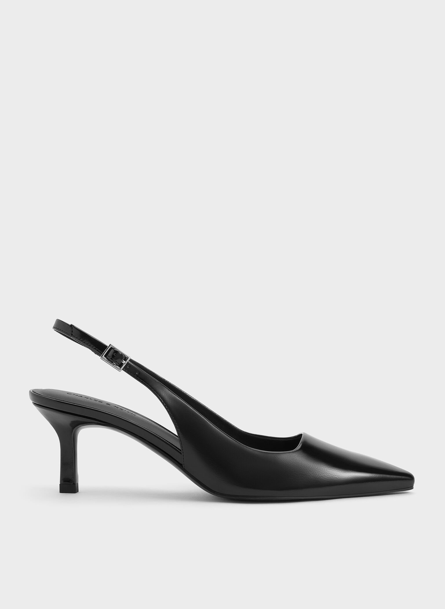 Pointed-Toe Kitten-Heel Slingback Pumps, Black Box, hi-res