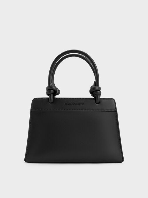 Sabine Knotted-Handle Trapeze Tote Bag, Jet Black, hi-res