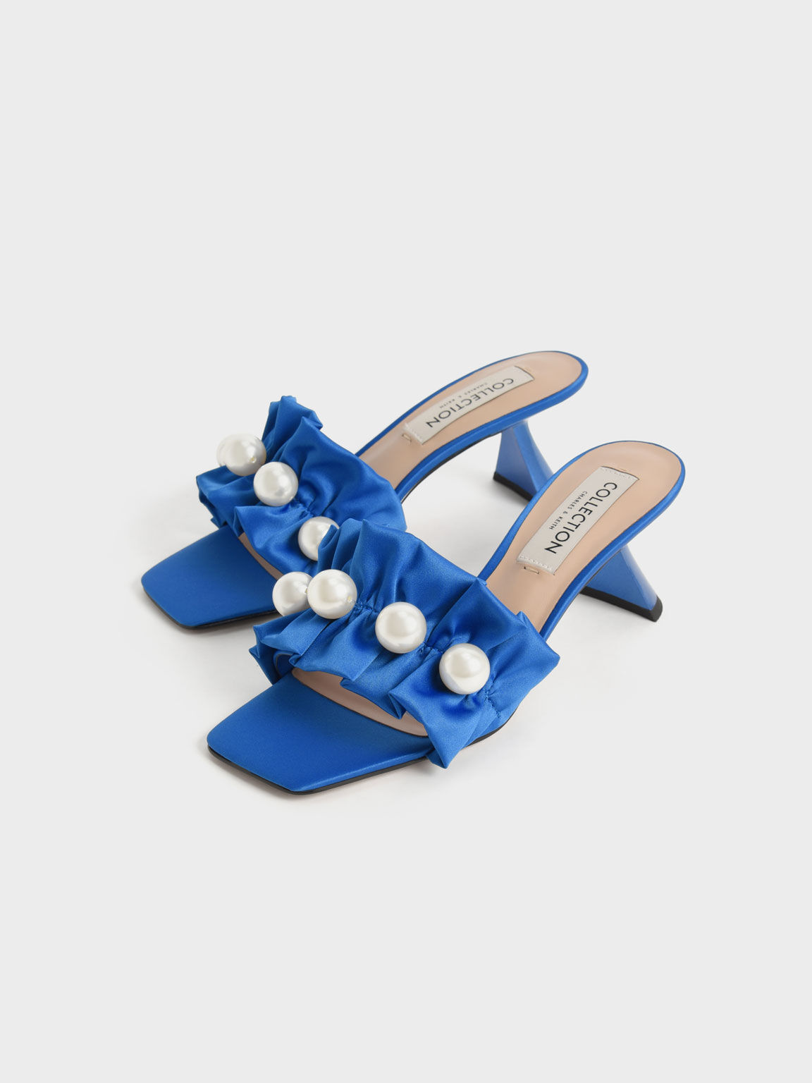 Blythe Bead-Embellished Satin Mules, Blue, hi-res