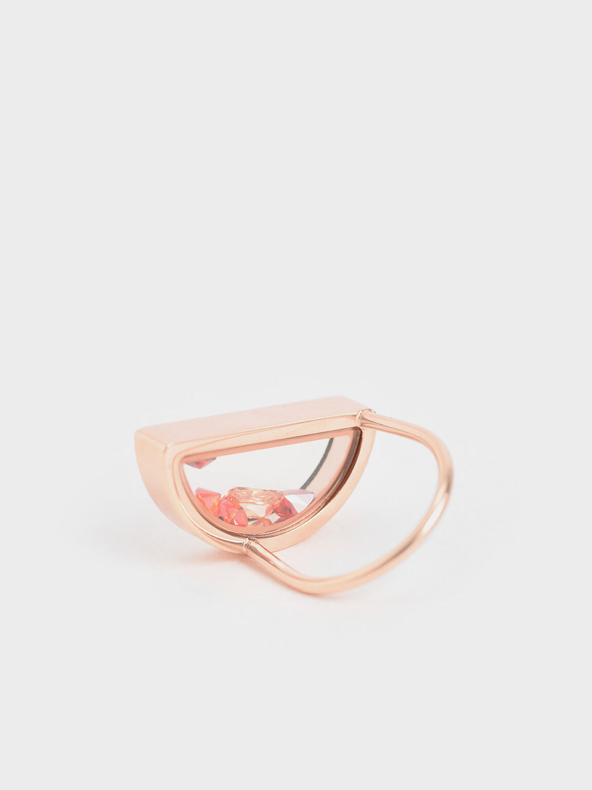 Semi-Circle Floating Locket Ring, Rose Gold, hi-res