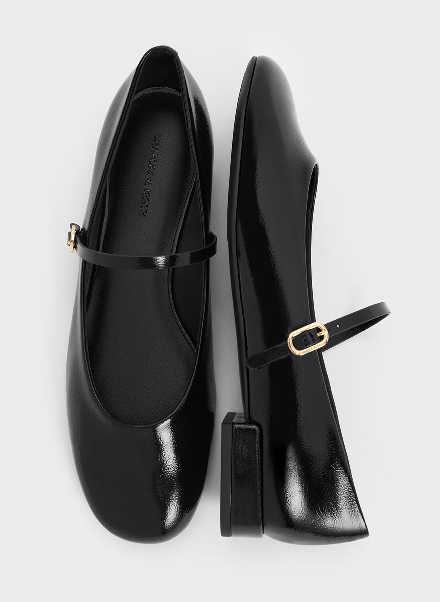 Gertrude Patent Round-Toe Mary Janes, Black Patent, hi-res