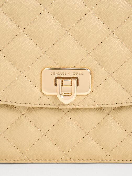 Cressida Quilted Chain Strap Bag, Beige, hi-res