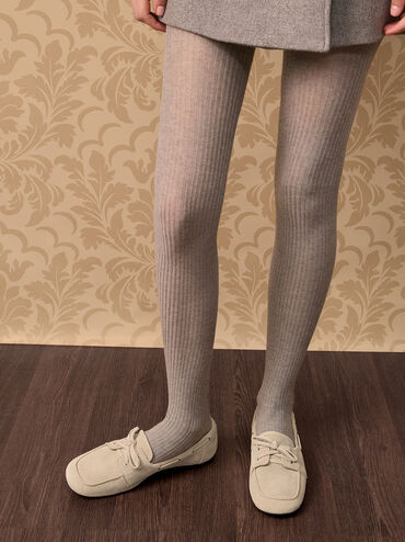 Kori Suede Boat Shoes, Beige, hi-res