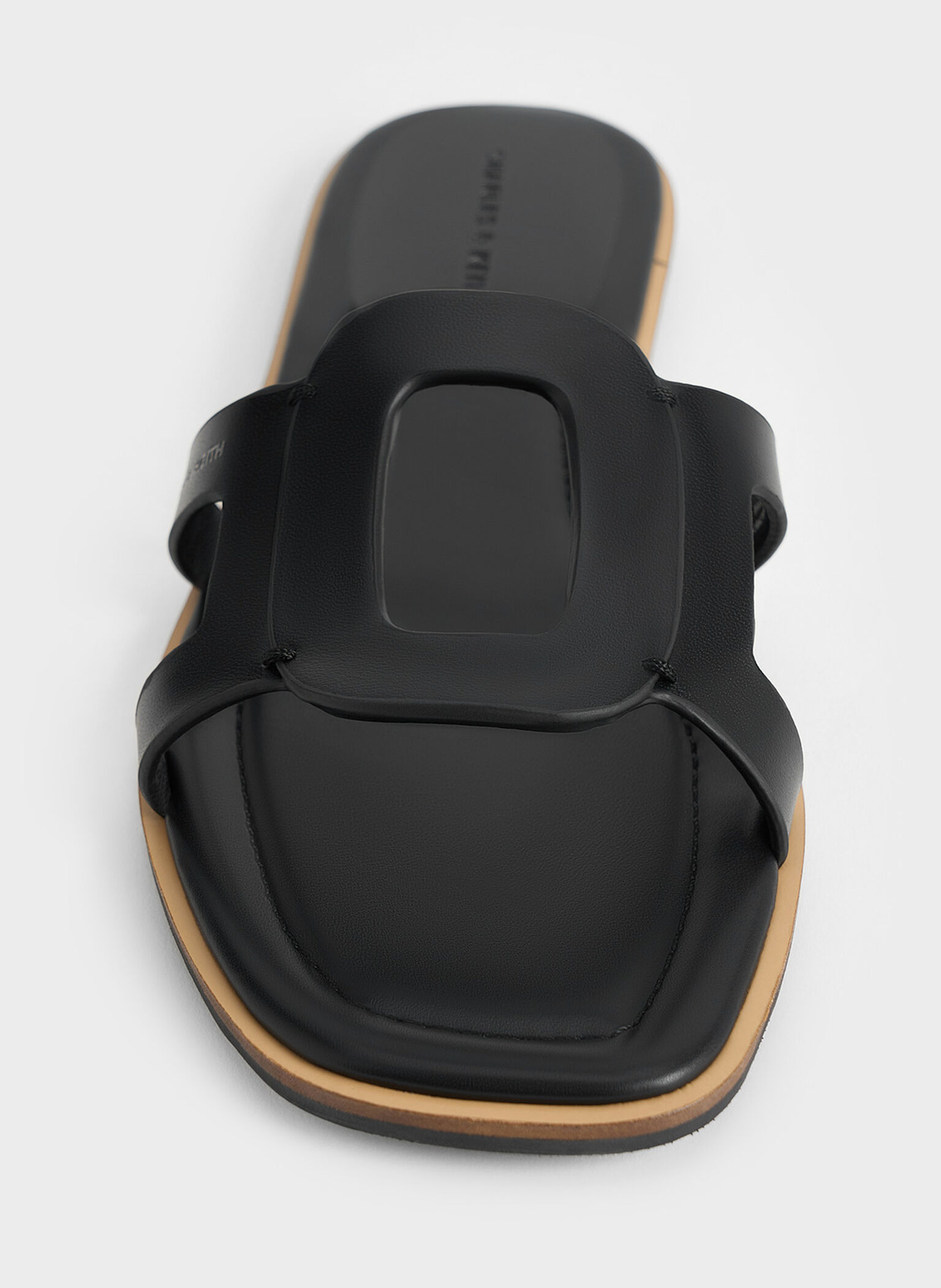 Easley Cut-Out Slide Sandals, Black, hi-res