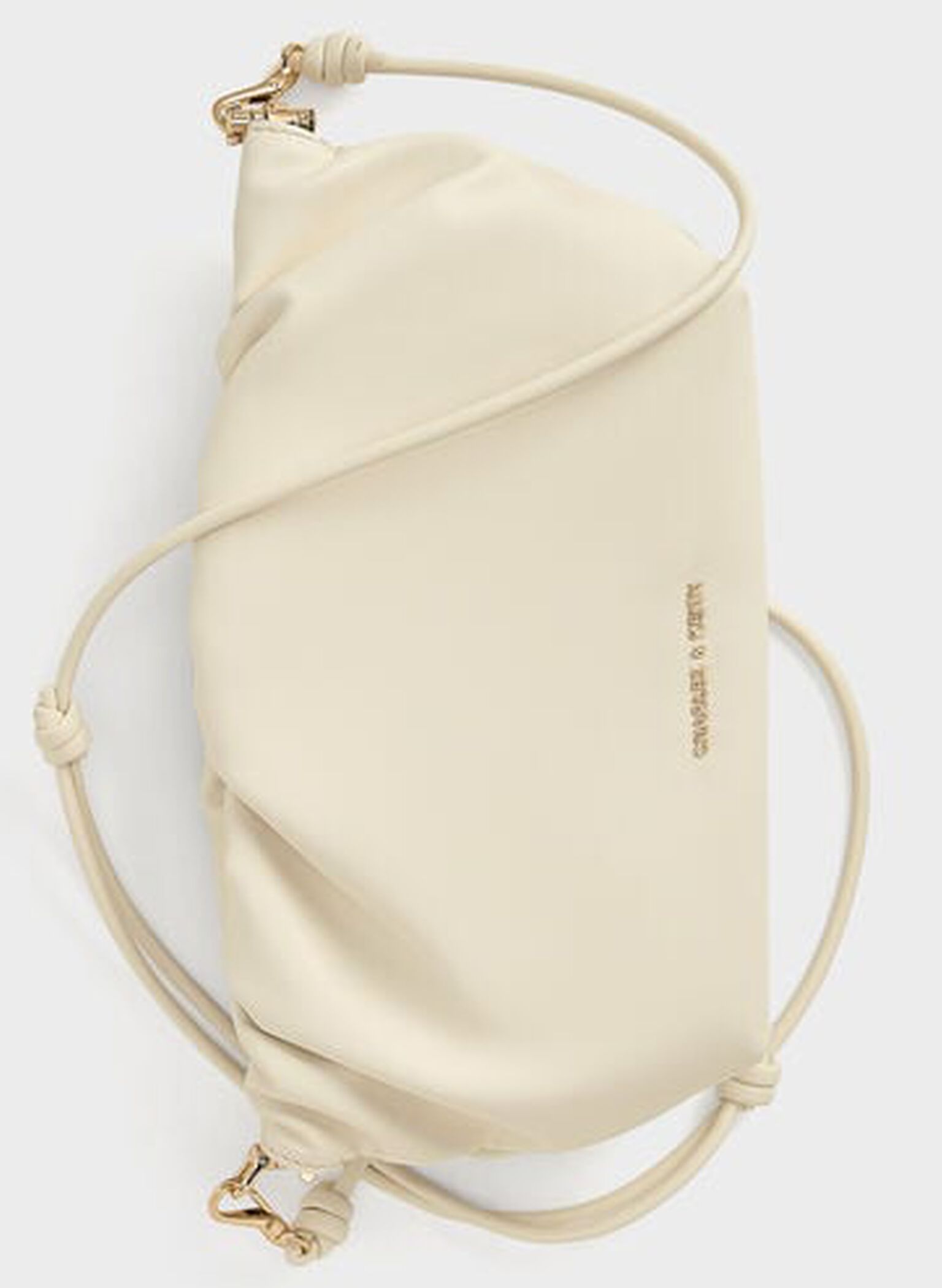 Brigette Ruched Chain-Handle Clutch, Cream, hi-res