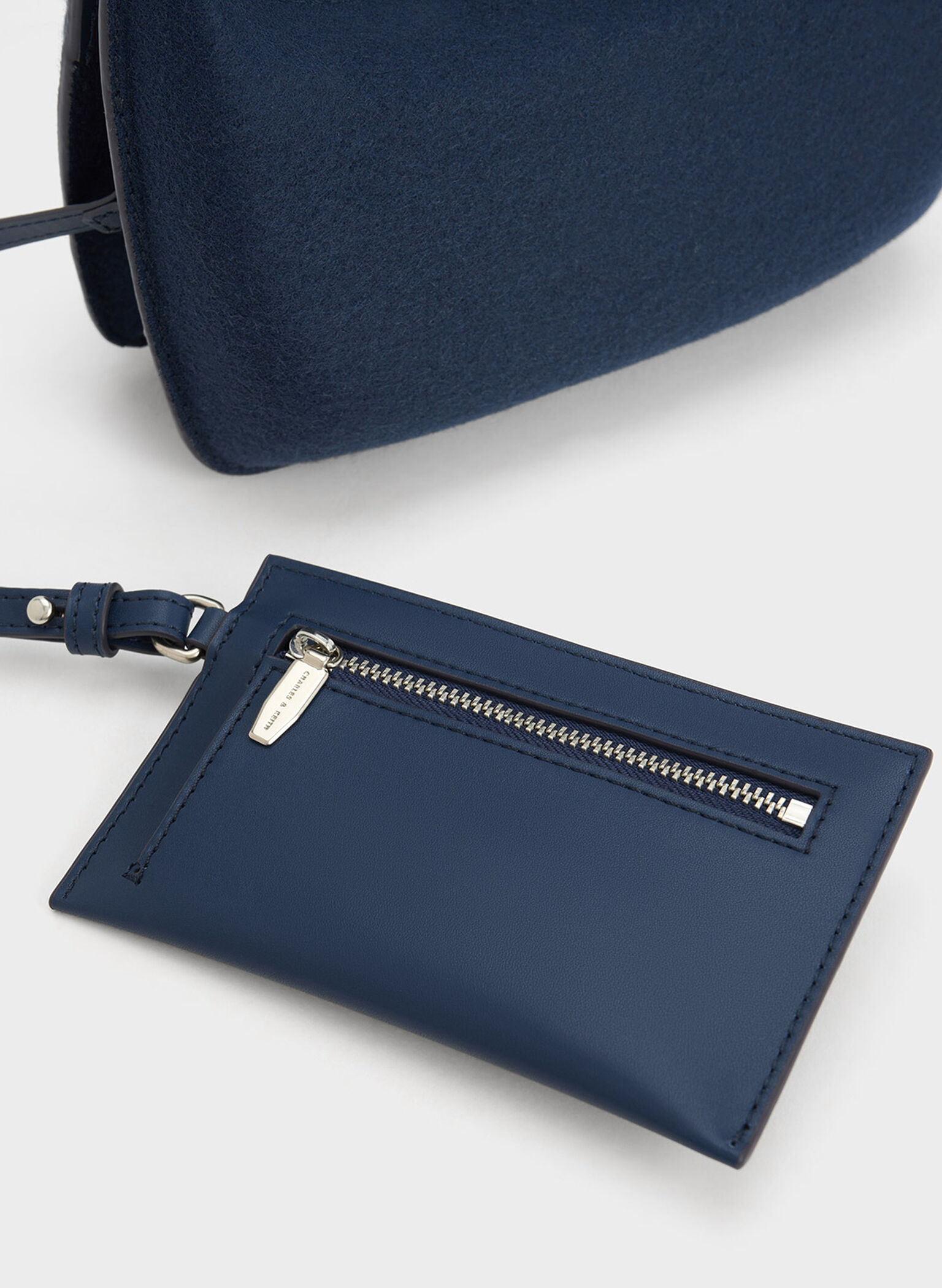 Mini Cocoon Textured Top Handle Bag, Navy, hi-res