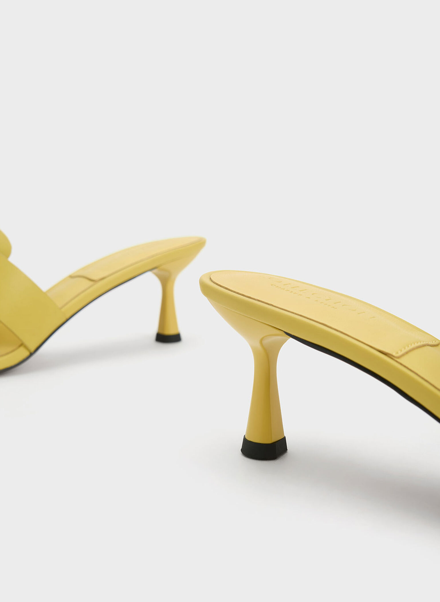 Trichelle Interwoven Leather Spool Heel Mules, Yellow, hi-res