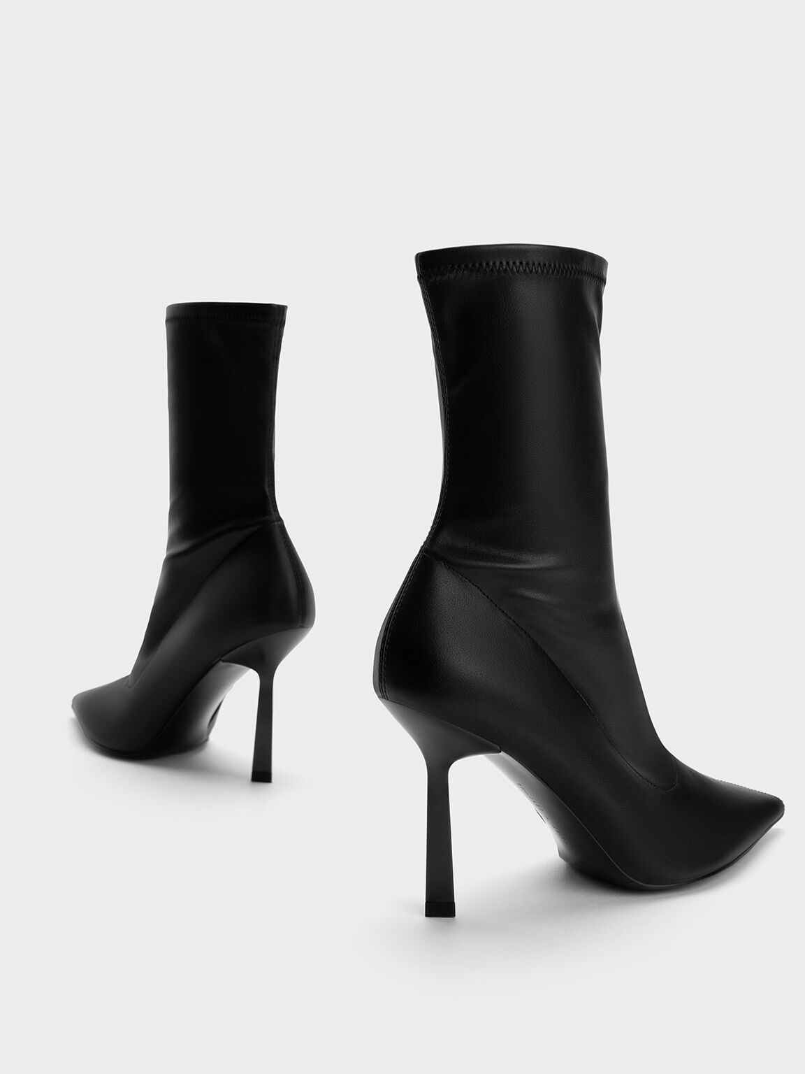 Black Pointed Toe Stiletto Heel Ankle Boots CHARLES KEITH UK