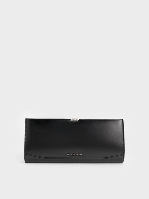 Wisteria Metallic-Accent Clutch, Noir, hi-res
