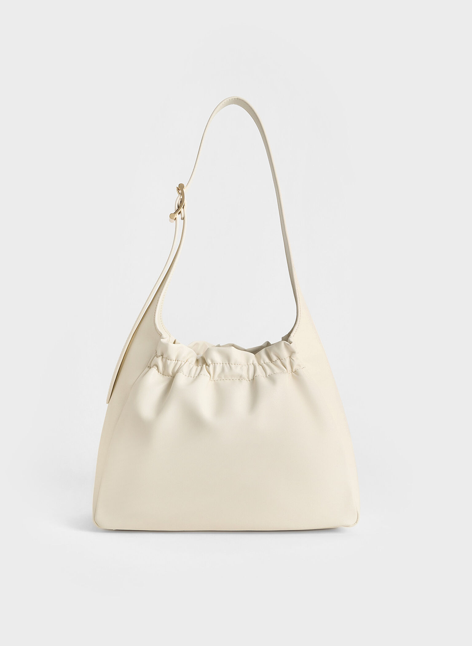 Brigette Ruched Shoulder Bag, Cream, hi-res