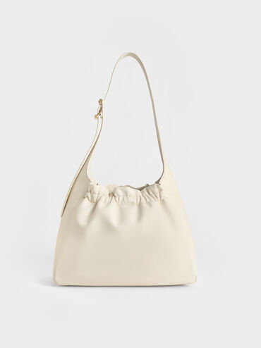Brigette Ruched Shoulder Bag, Cream, hi-res