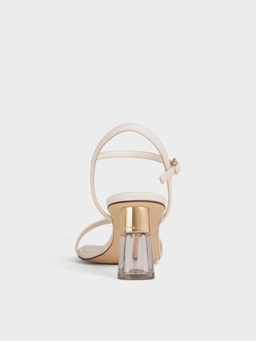 Oleana Clear Trapeze Heel Sandals, Chalk, hi-res