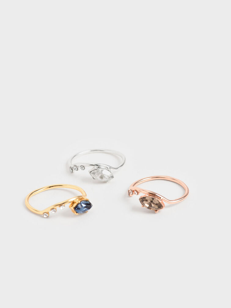 Swarovski® Crystal Geometric Ring, Rose Gold, hi-res