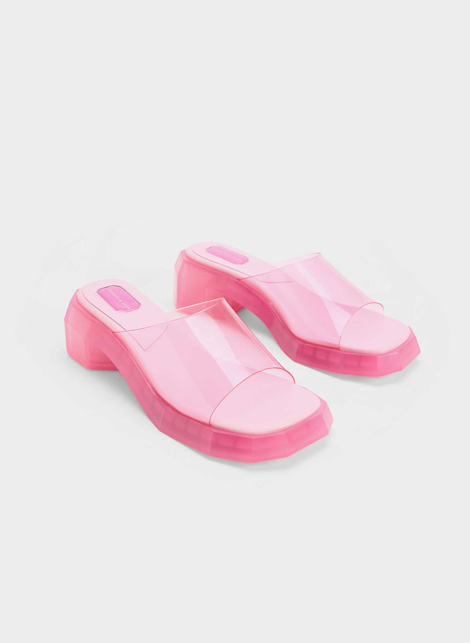 Fia See-Through Geometric Mules, Light Pink, hi-res