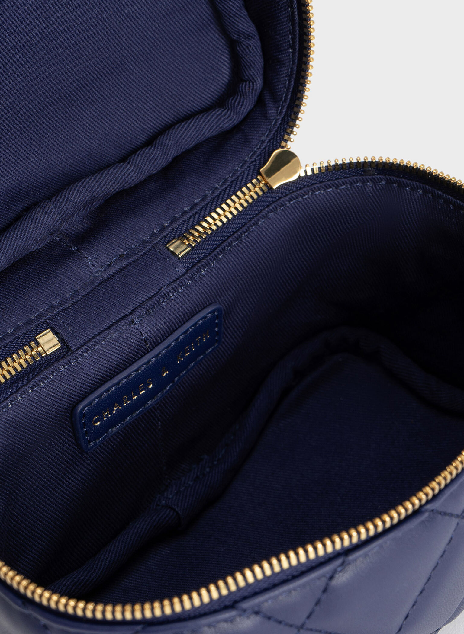 Quilted Vanity Pouch, Navy, hi-res