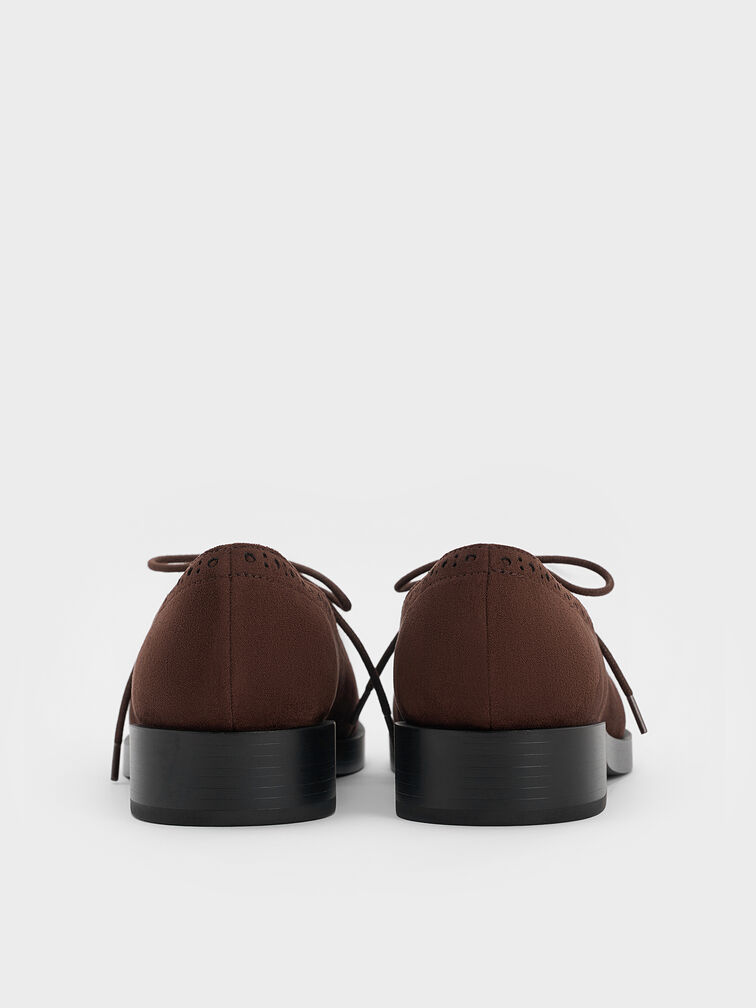 Faux Suede Brogue Derbys, Dark Brown Textured, hi-res