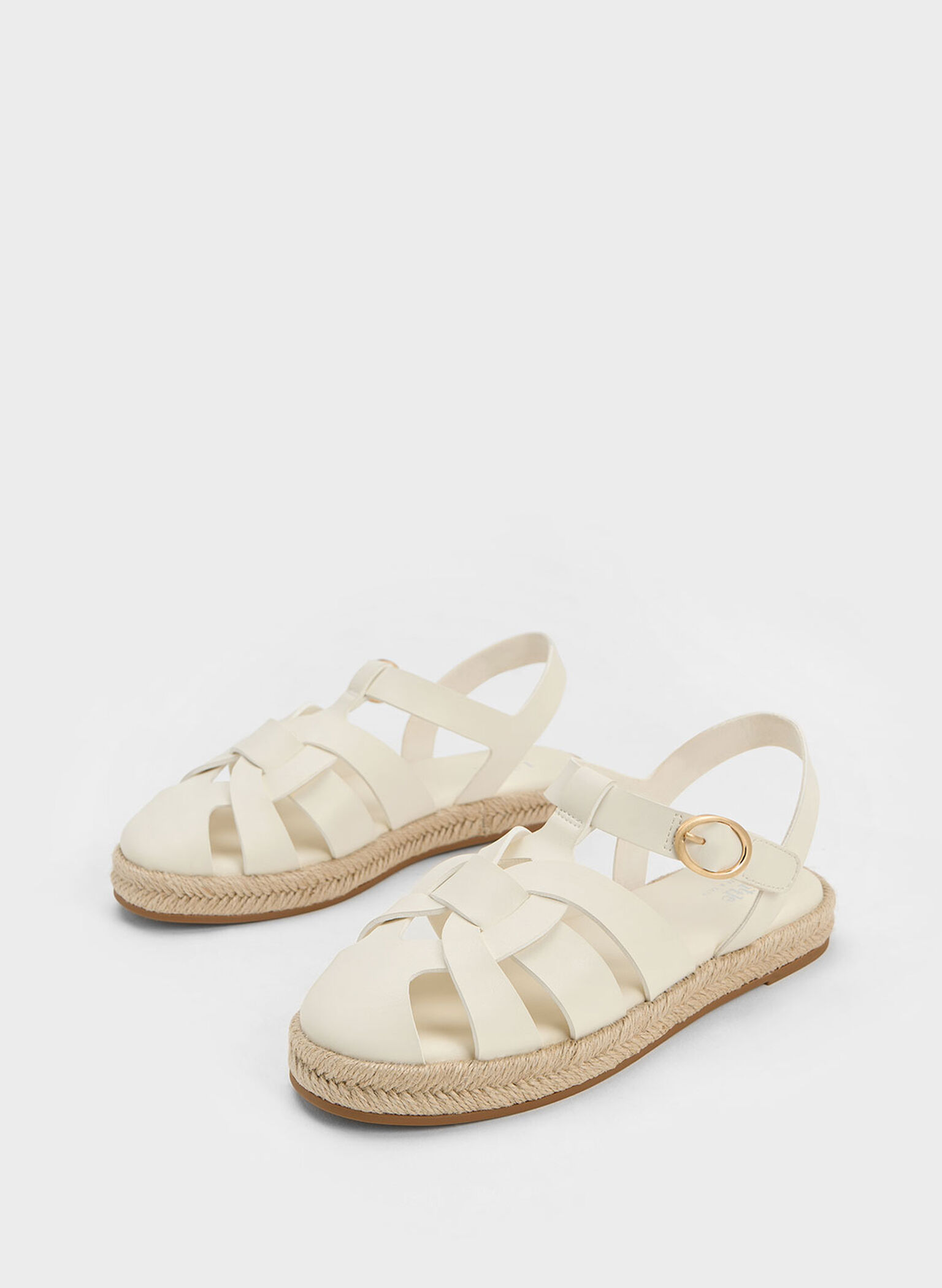 Girls' Interwoven Espadrille Sandals, Chalk, hi-res