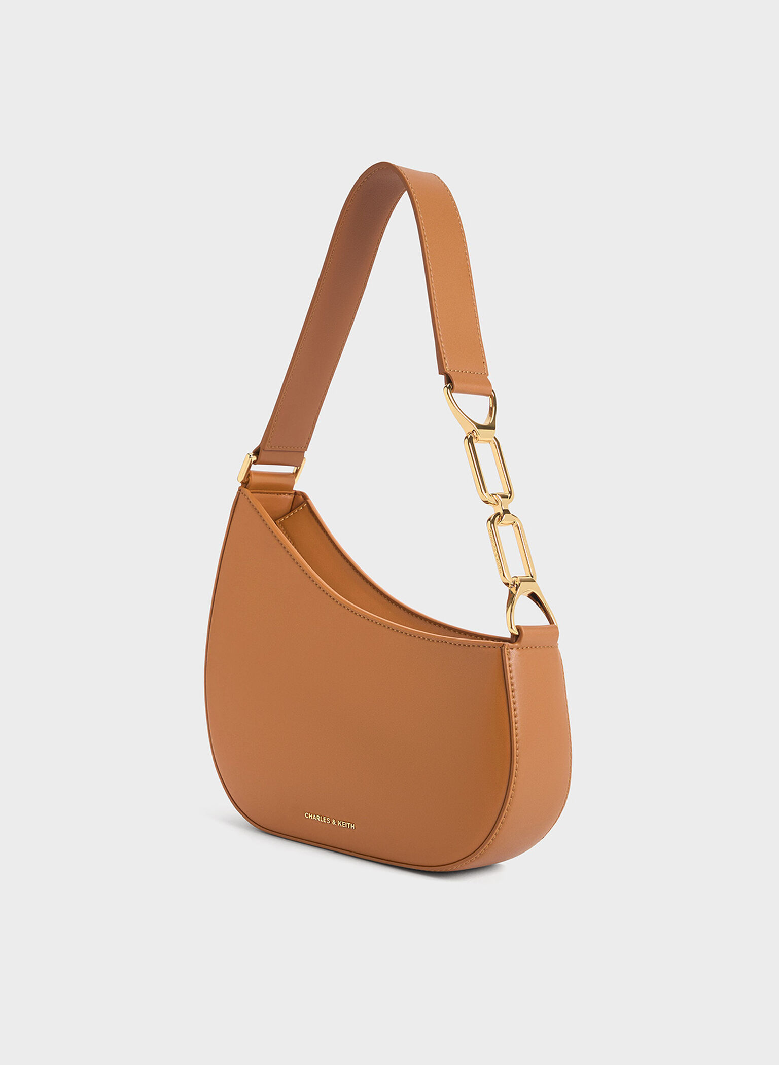 Agatha Chain-Accent Shoulder Bag, Brown, hi-res