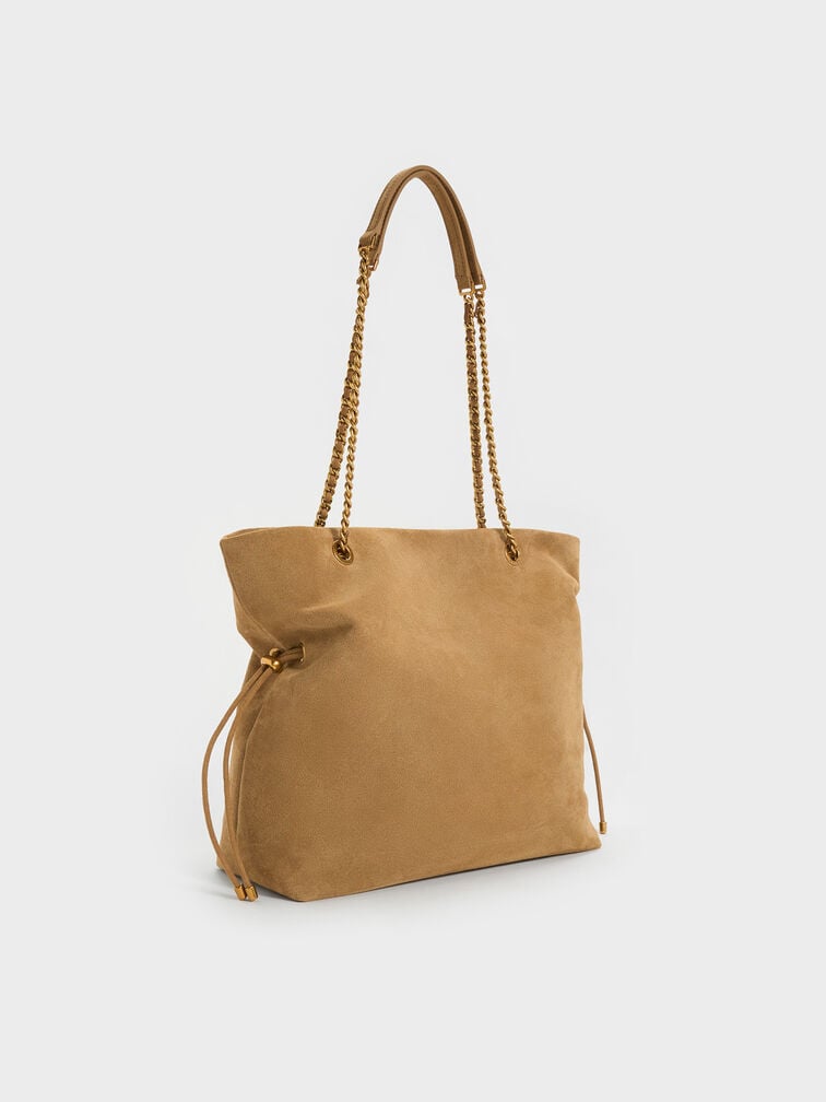 Arya Recycled Suede Braided-Strap Double-Handle Tote Bag, Sahara Sand, hi-res