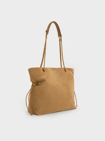 Arya Recycled Suede Braided-Strap Double-Handle Tote Bag, Sahara Sand, hi-res