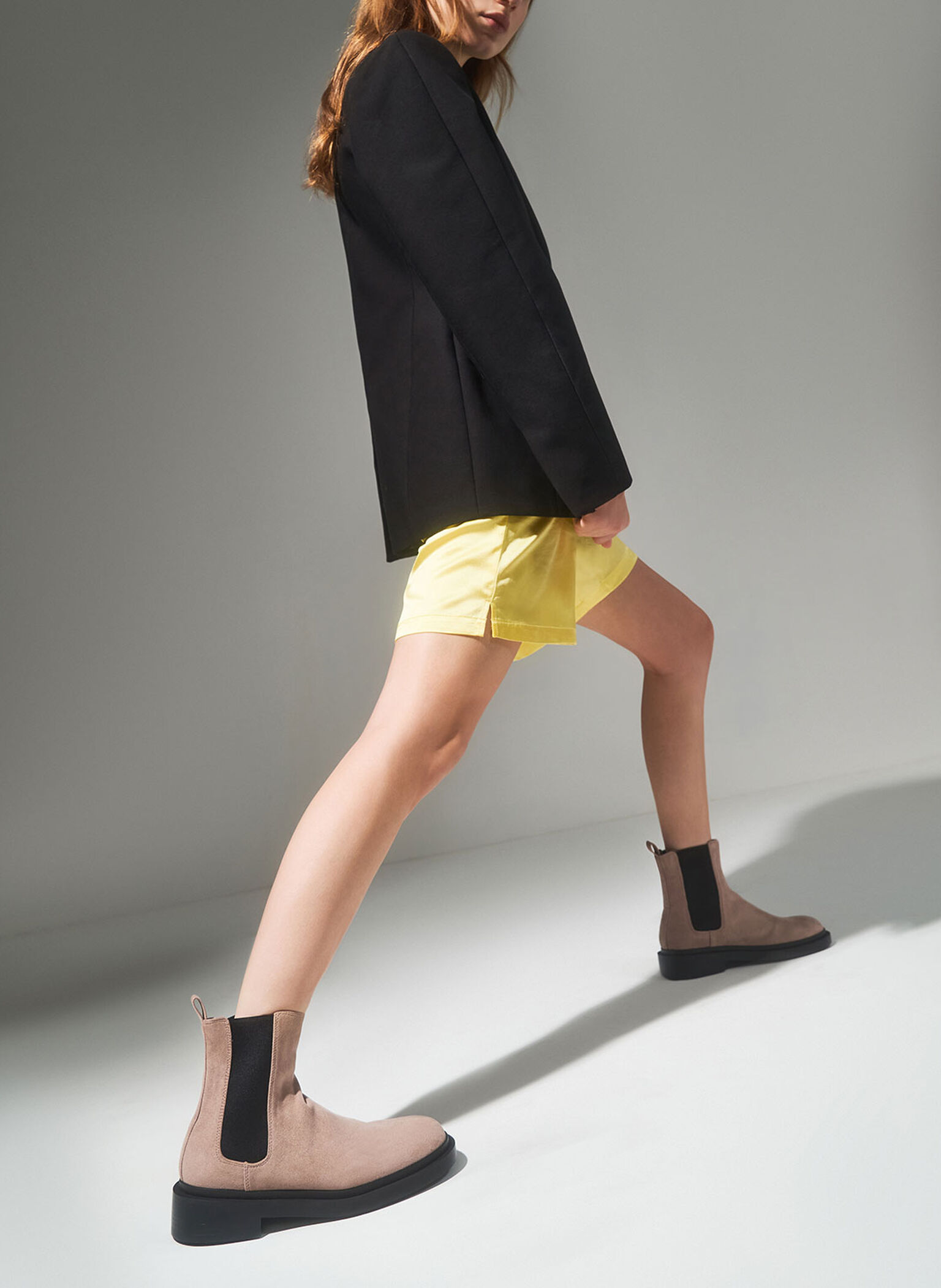 Textured Chelsea Block-Heel Boots, Nude, hi-res