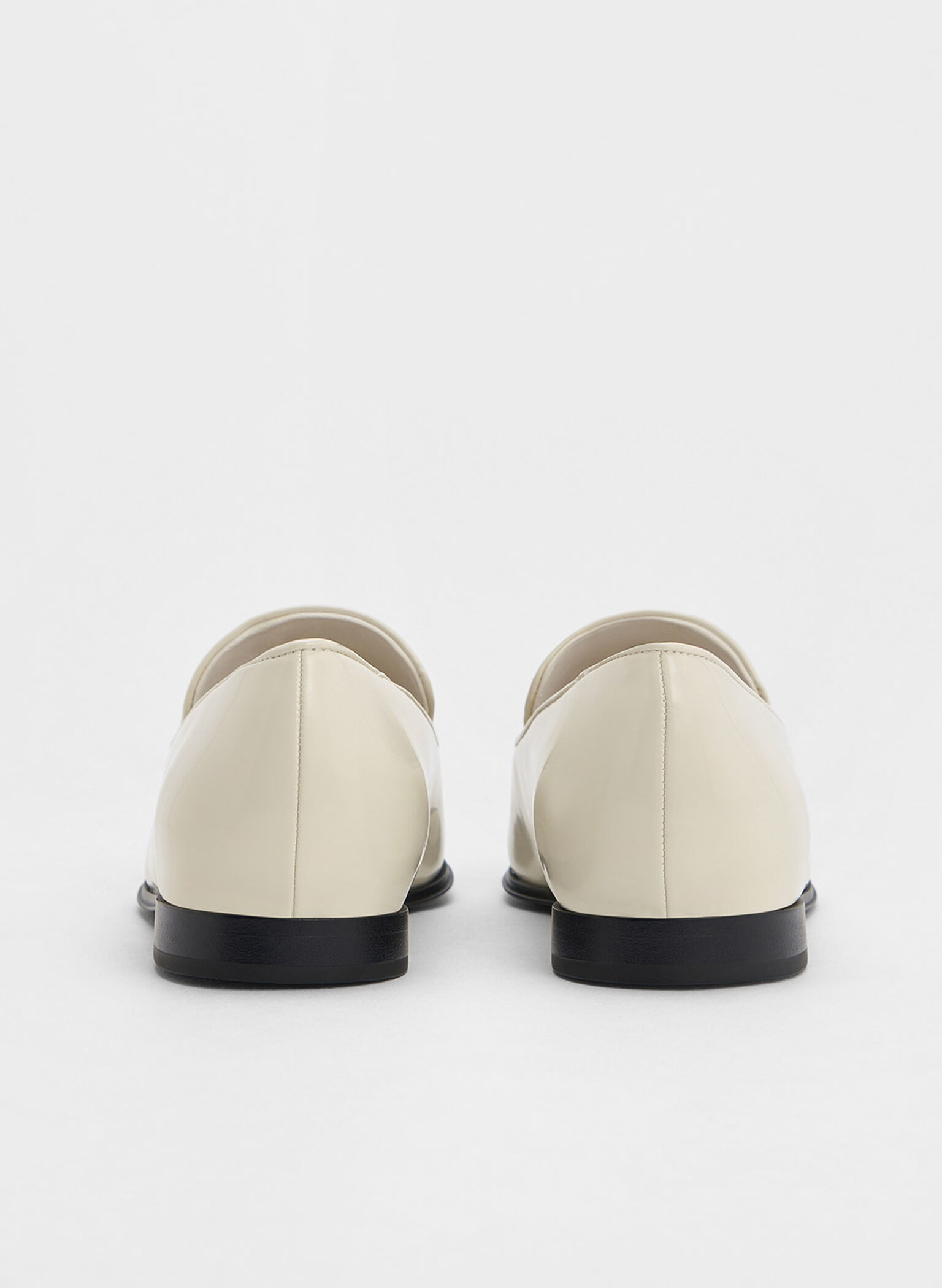 Almond-Toe Stitch-Trim Loafers, Chalk, hi-res
